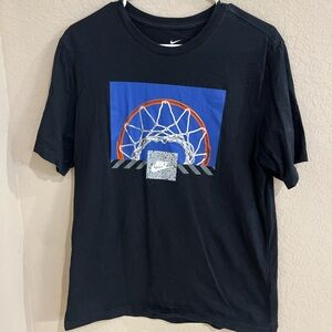 Nike Black Tee with Blue and Orange Hoop Design